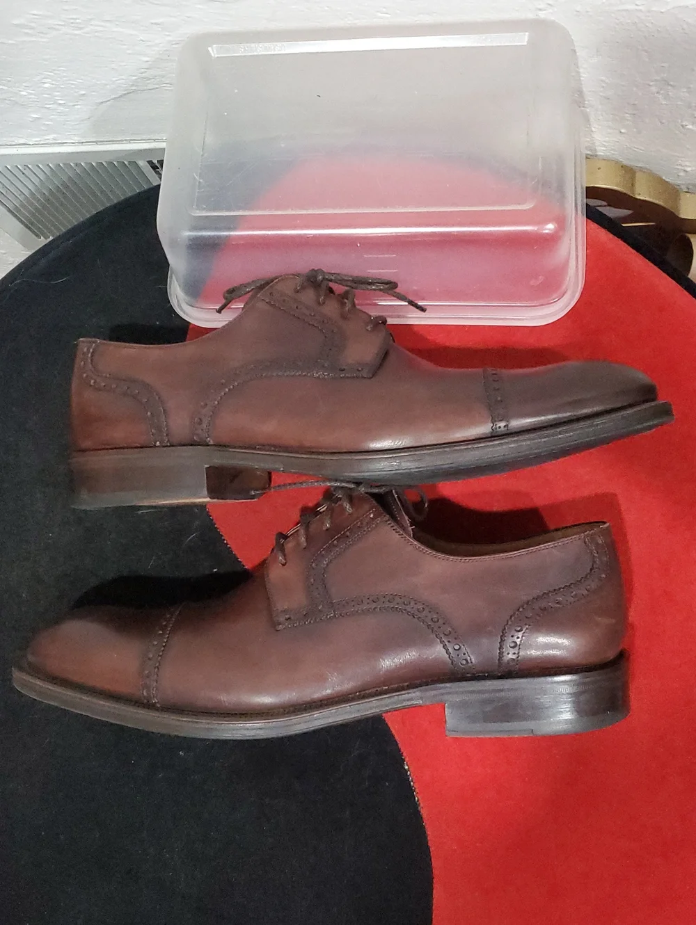 Magnanni Brown Leather Cap-Toe Derby Shoes Size 11.5